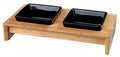 Trixie Ceramic Feeding Set With Wooden Stand Black