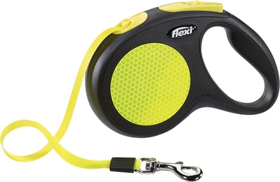 Flexi Retractable Lead New Classic Neon Tape Black / Yellow