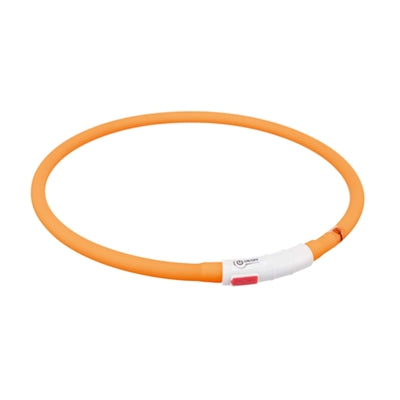 Trixie Light-Up Dog Collar Usb Silicone Rechargeable Orange 70X1 Cm