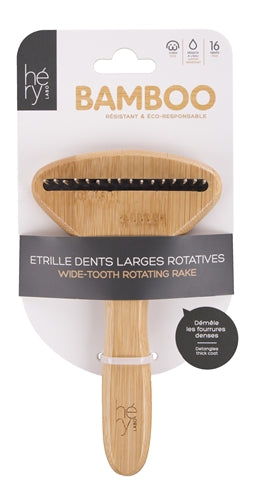 Hery Labo Coarse Rake Comb With Rotating Teeth Bamboo 16 Teeth
