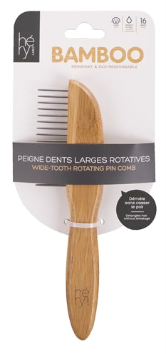 Hery Labo Coarse Comb With Rotating Teeth Bamboo 16 Teeth