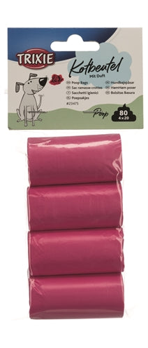 Trixie Dog Poop Bags Rose Scent Pink 4X20 Pc