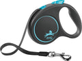 Flexi Retractable Lead Black Design Tape Blue