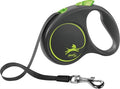 Flexi Retractable Lead Black Design Tape Green