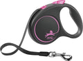 Flexi Retractable Lead Black Design Tape Pink
