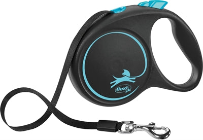 Flexi Retractable Lead Black Design Tape Blue
