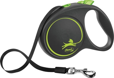 Flexi Retractable Lead Black Design Tape Green