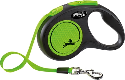 Flexi Retractable Lead New Classic Neon Tape Black / Green