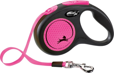 Flexi Retractable Lead New Classic Neon Tape Black / Pink