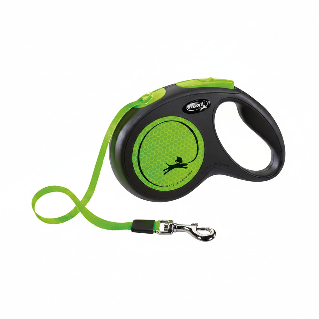 Flexi Retractable Lead New Classic Neon Tape Black / Green