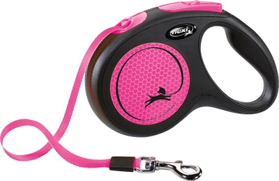 Flexi Retractable Lead New Classic Neon Tape Black / Pink