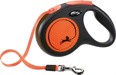 Flexi Retractable Lead New Classic Neon Tape Black / Orange