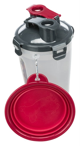 Trixie Water Bottle / Feeding Bottle Including Travel Bowl Plastic / Silicone 2X350 Ml 11X11X23 Cm
