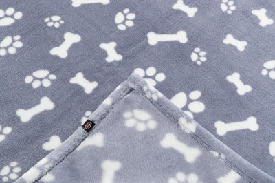 Trixie Dog Blanket Kenny Fleece Bone / Paw Prints Blue
