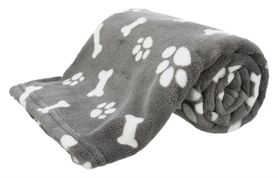 Trixie Dog Blanket Kenny Fleece Bone / Paw Prints Grey