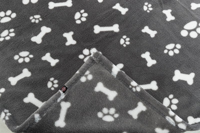 Trixie Dog Blanket Kenny Fleece Bone / Paw Prints Grey