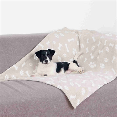 Trixie Dog Blanket Kenny Fleece Bone / Paws Beige 75X50 Cm