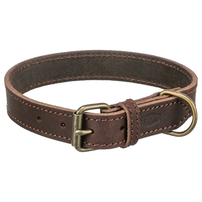 Trixie Dog Collar Rustic Greased Leather Dark Brown