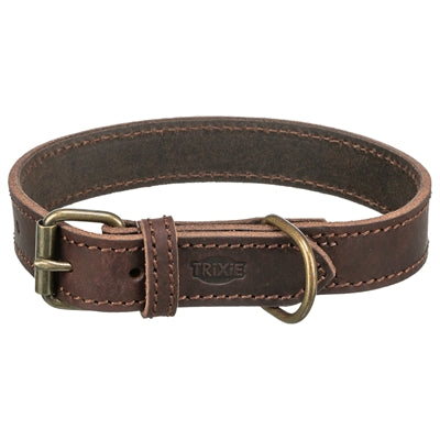 Trixie Dog Collar Rustic Greased Leather Dark Brown