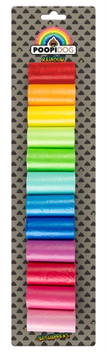 Unbranded Poopi-Dog Poop Bags Rainbow Colours 12X15 Pc