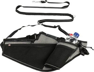 Trixie Jogging Belt With Leash Grey / Black