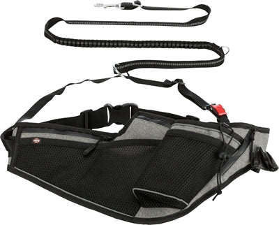 Trixie Jogging Belt With Leash Grey / Black