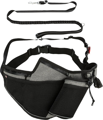 Trixie Jogging Belt With Leash Grey / Black
