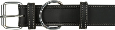 Trixie Dog Collar Rustic Greased Leather Heartbeat Black