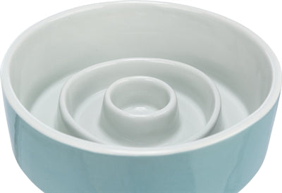 Trixie Slow Feeding Food Bowl Ceramic Grey / Blue