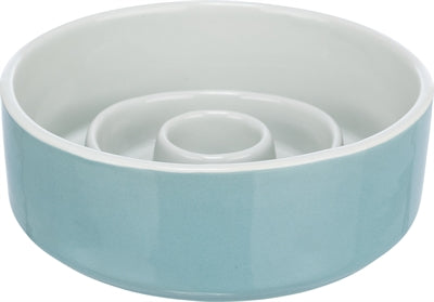Trixie Slow Feeding Food Bowl Ceramic Grey / Blue