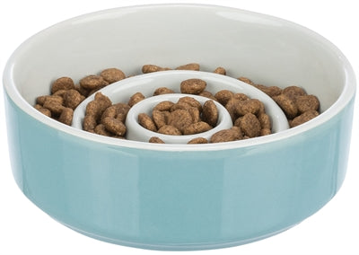 Trixie Slow Feeding Food Bowl Ceramic Grey / Blue