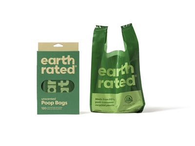 Earth Rated Poop Bags With Handles Unscented Recycled 120 Pc