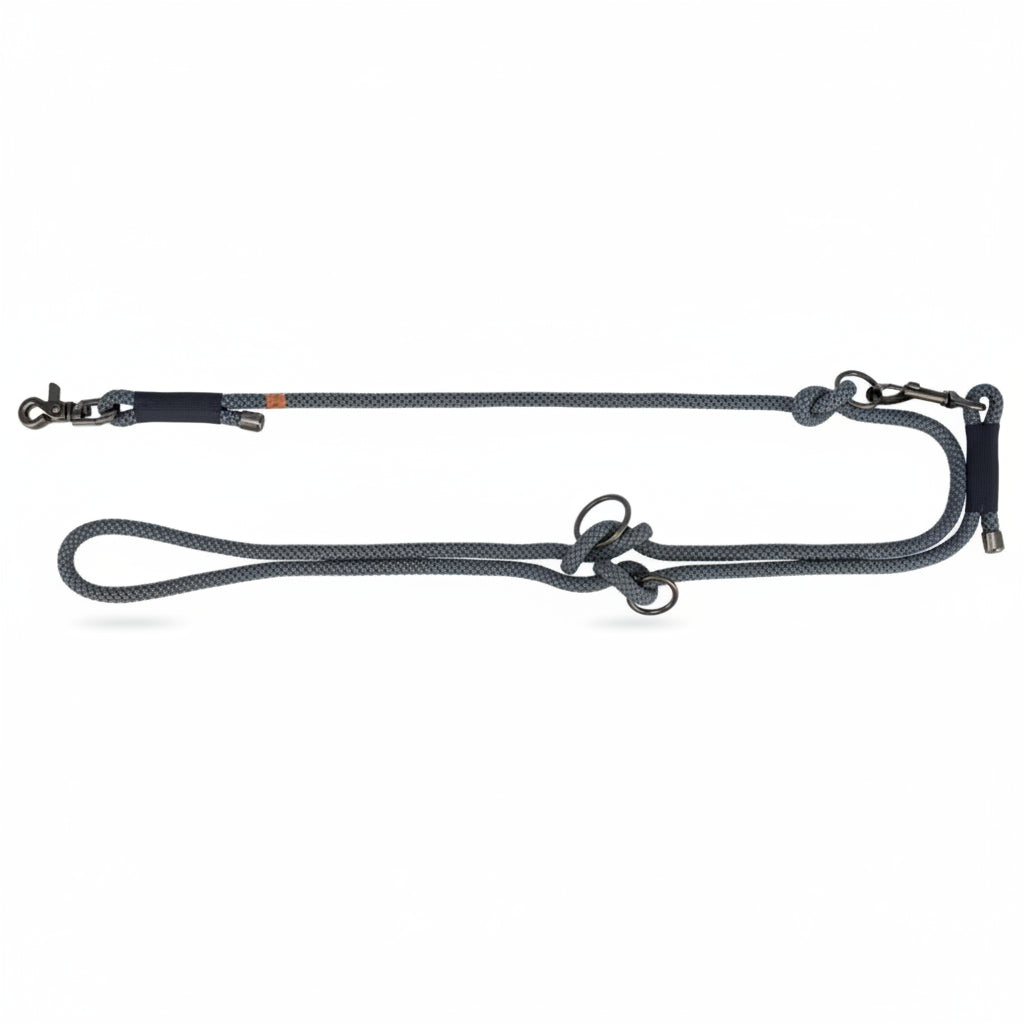 Trixie Soft Rope Dog Lead Adjustable Black / Grey