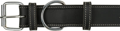 Trixie Rustic Oiled Leather Dog Collar Heartbeat Black 34-40X3 Cm
