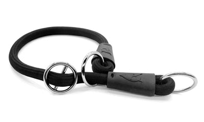 Morso Half Slip Dog Collar Soft Rope Recycled Black Zwart