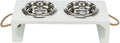 Trixie Be Nordic Set Food Bowl / Water Bowl Wood / Stainless Steel White