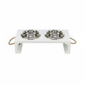 Trixie Be Nordic Set Food Bowl / Water Bowl Wood / Stainless Steel White