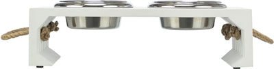 Trixie Be Nordic Set Food Bowl / Water Bowl Wood / Stainless Steel White