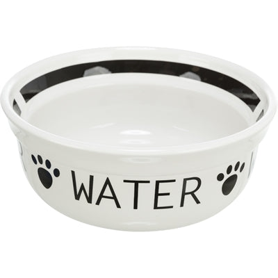 Trixie Dog Water Bowl Ceramic White / Black