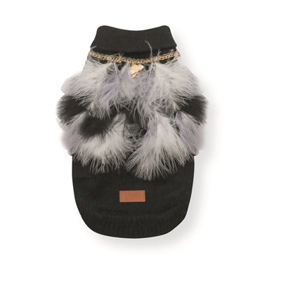 Croci Dog Sweater With Feathers Black / White