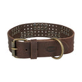 Trixie Dog Collar Rivet Rustic Oiled Leather Dark Brown