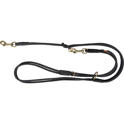 Trixie Dog Lead Pure Adjustable Round Stitched Leather Black