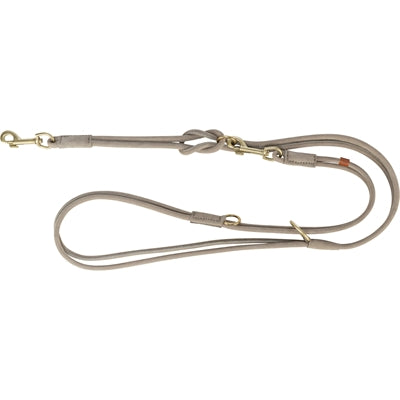 Trixie Dog Lead Pure Adjustable Round Stitched Leather Light Grey