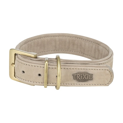 Trixie Dog Collar Pure Leather Light Grey