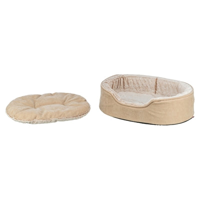 Trixie Vital Dog Bed Lino Soft Oval Beige / Creme