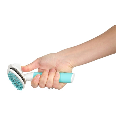 Zolux Anah Retractable Slicker Brush Soft Puppy Blue / White 5.5X9X17 Cm
