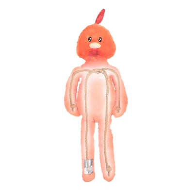 Zolux Furry Farm Rooster Brock Plush With Rope Orange