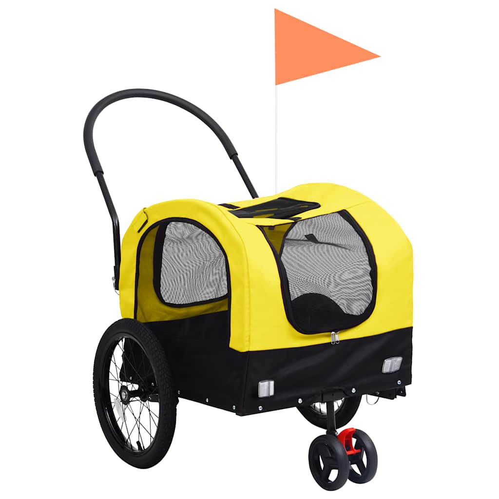 2-In-1 Lemmikkikärry Pyörään/Juoksurattaat Keltainen Ja Musta