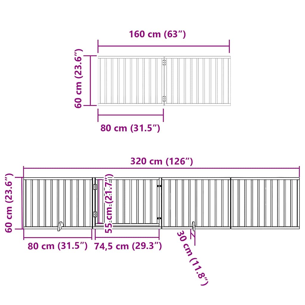Koiraportti Kokoontaittuva 10 Paneelia Valk. 800 Cm Poppelipuu