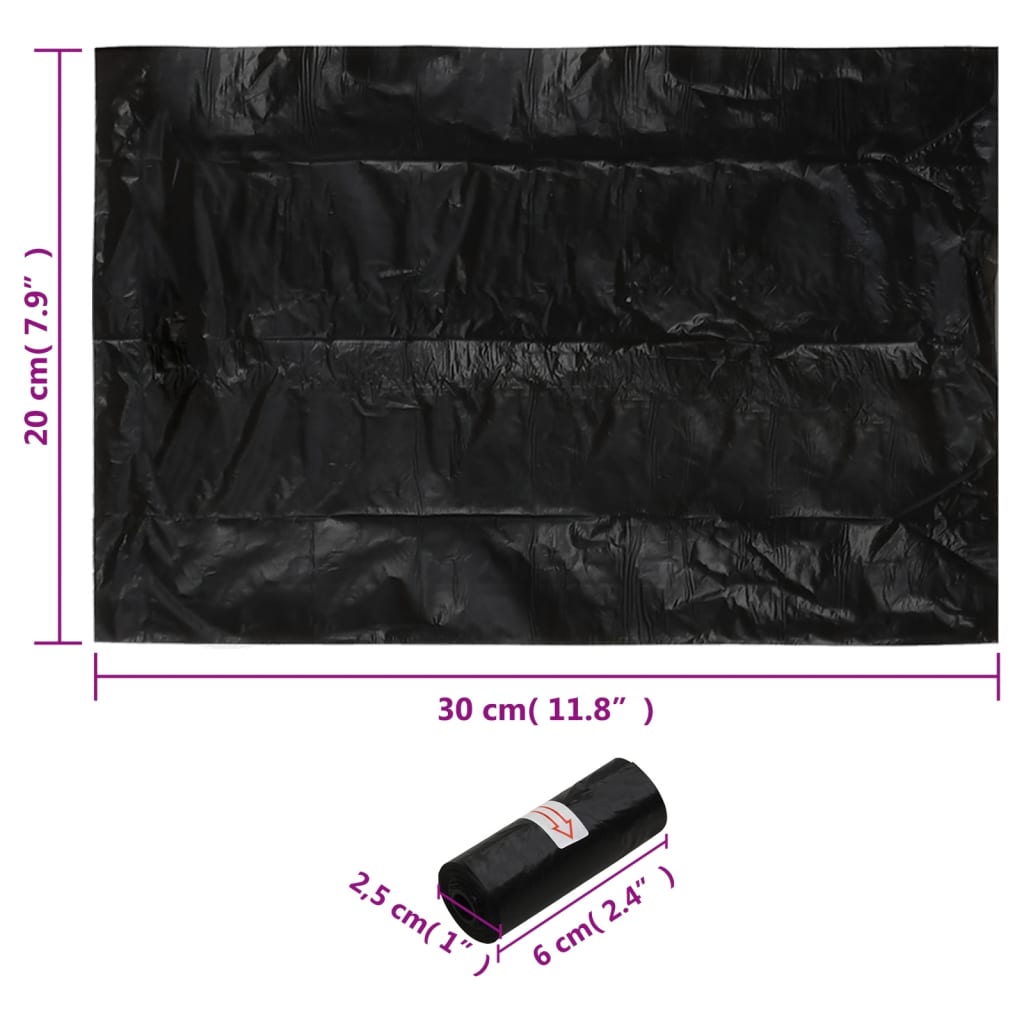 Koirankakkapussit 750 Kpl Musta 30X20 Cm Pe